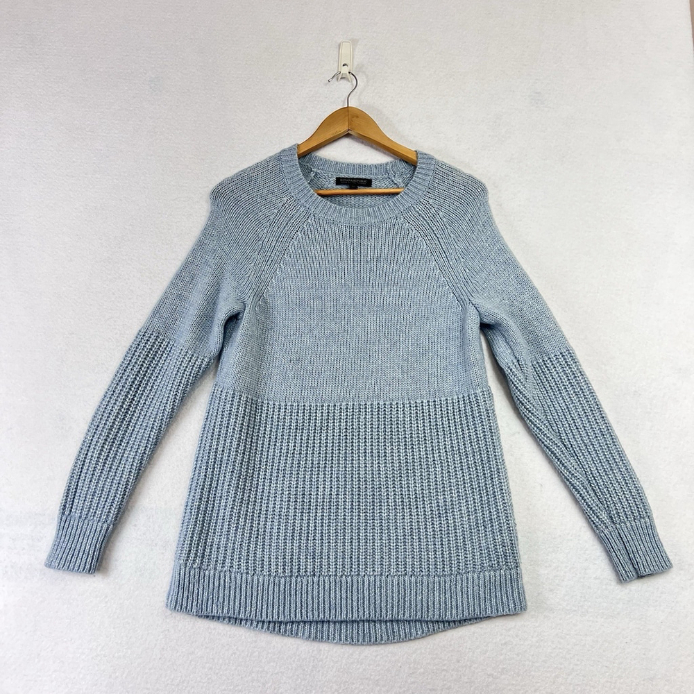 Banana Republic Italian Yarn Wool Sweater Women's Medium Chunky Knit Light Blue
